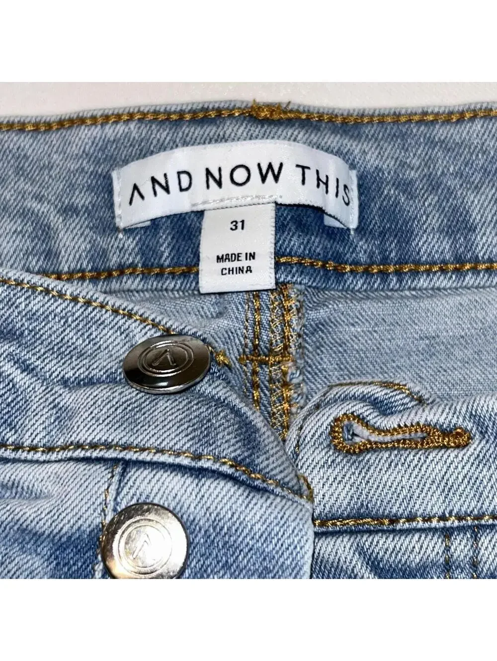 Distressed Button Fly Jean Shorts, 3